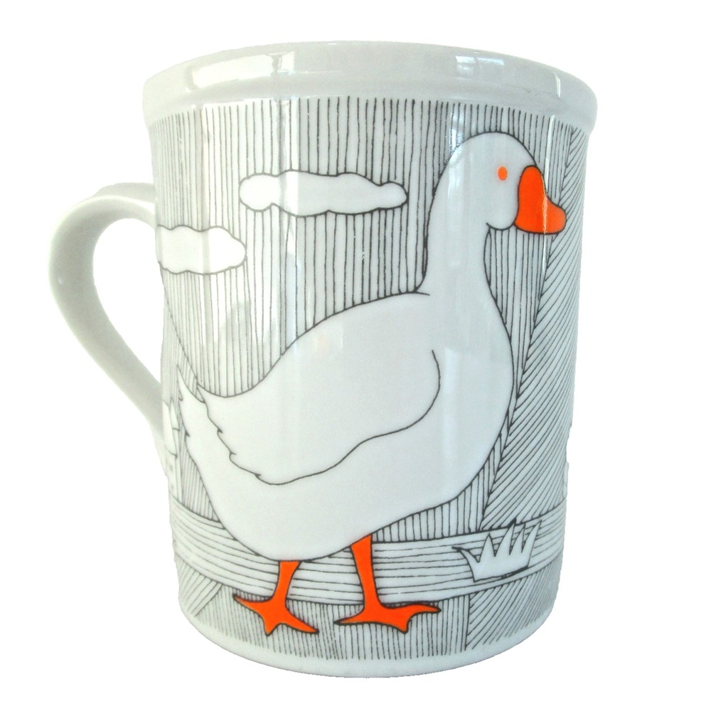 Lefton 1984 Vintage Coffee Tea Mug Duck Goose White 04278 3.5" Hand Painted Farm